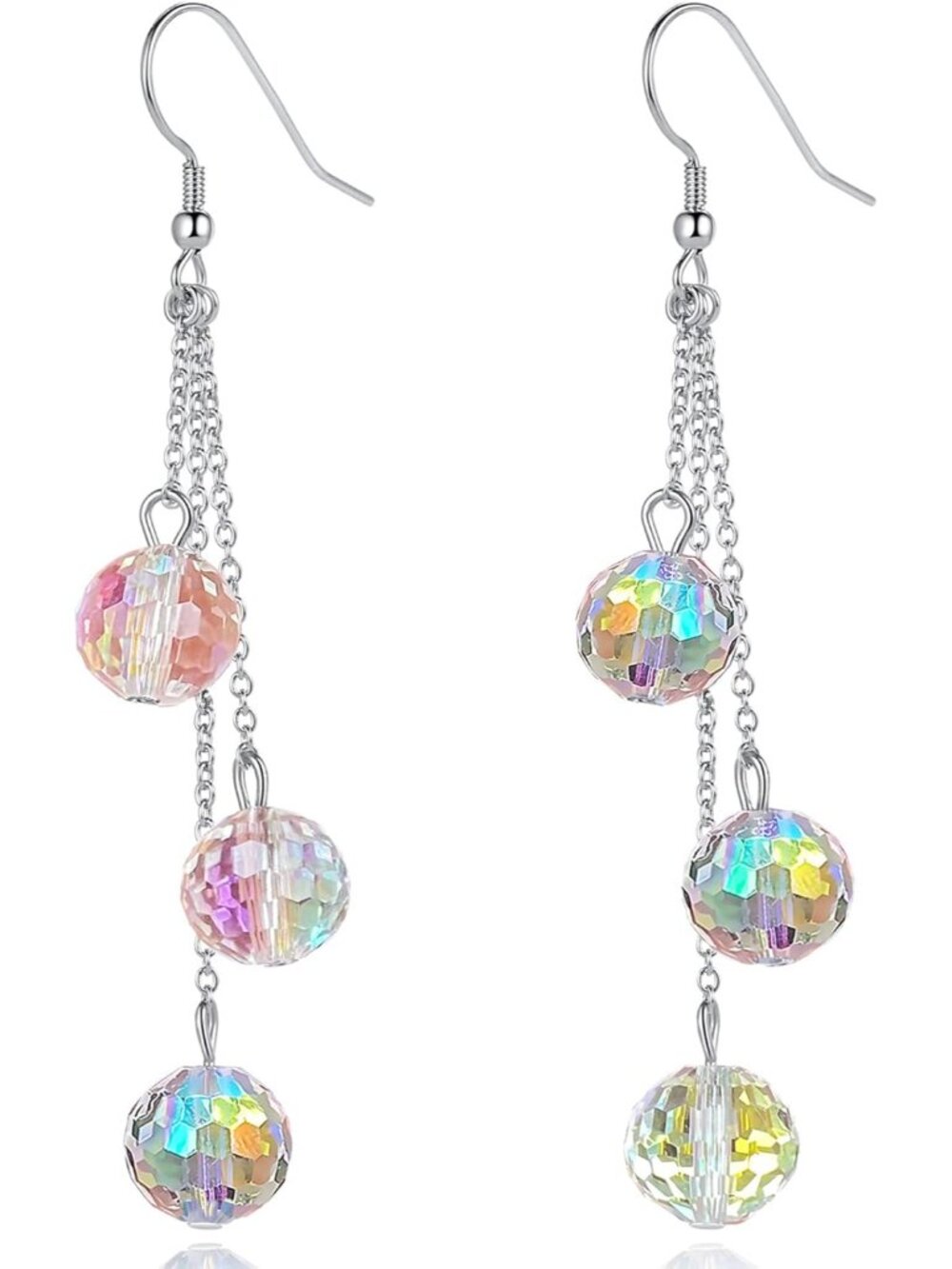 Sparkly Disco Earrings for Women Party Prom Glass Crystal Drop Dangle Earrings D